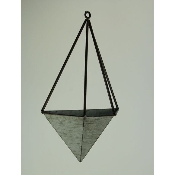 Galvanized Metal Diamond Shaped Angular Hanging Planters Set of 2 - Picture 2 of 3